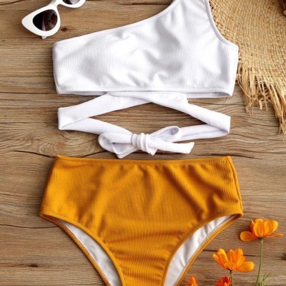 Yellow and white two piece